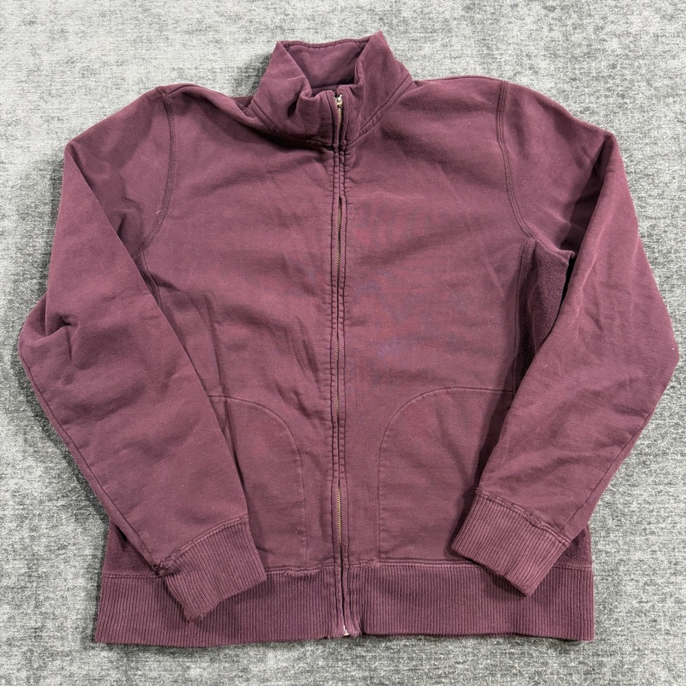 Eddie Bauer Mens Full Zip Sweatshirt Maroon Burgundy Cotton Mock Neck Size M